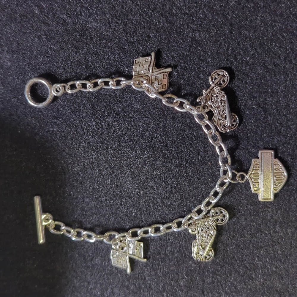 New Vintage Motorcycle Charm Bracelet Silver-Never Wore